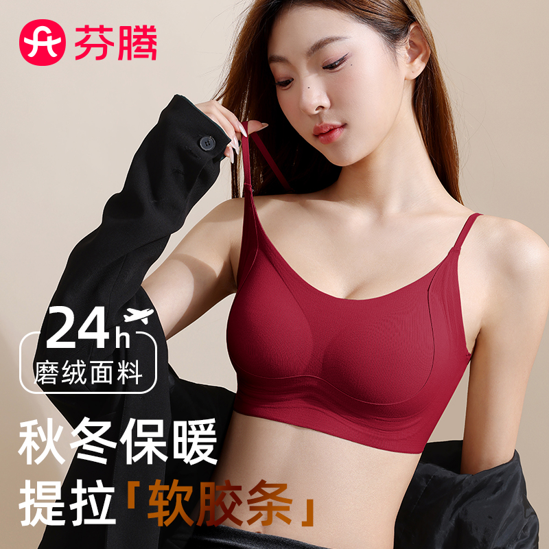 芬腾秋冬季新款磨毛感暖内衣女提拉软支撑防下垂收副乳美背文胸罩