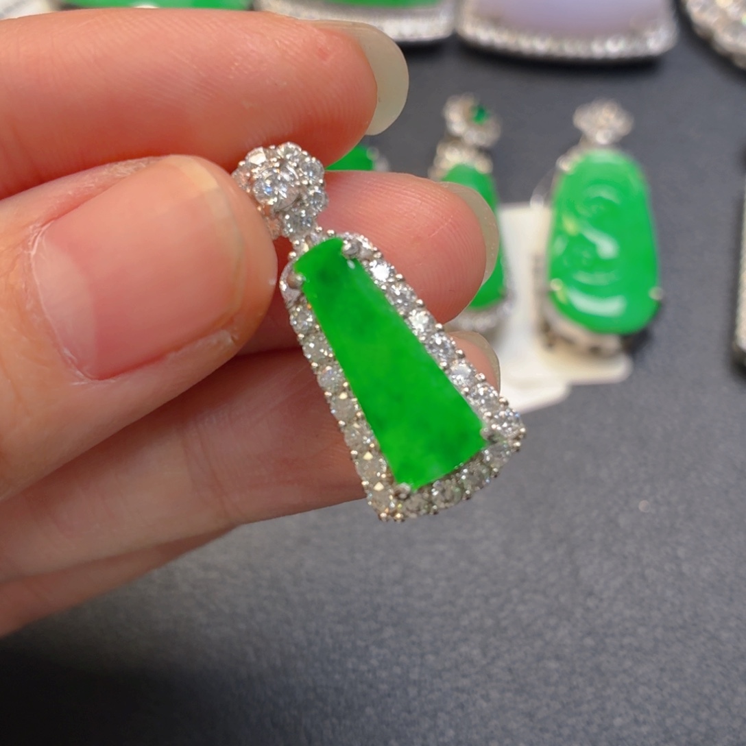 翡翠银S925镶嵌吊坠(不含链)