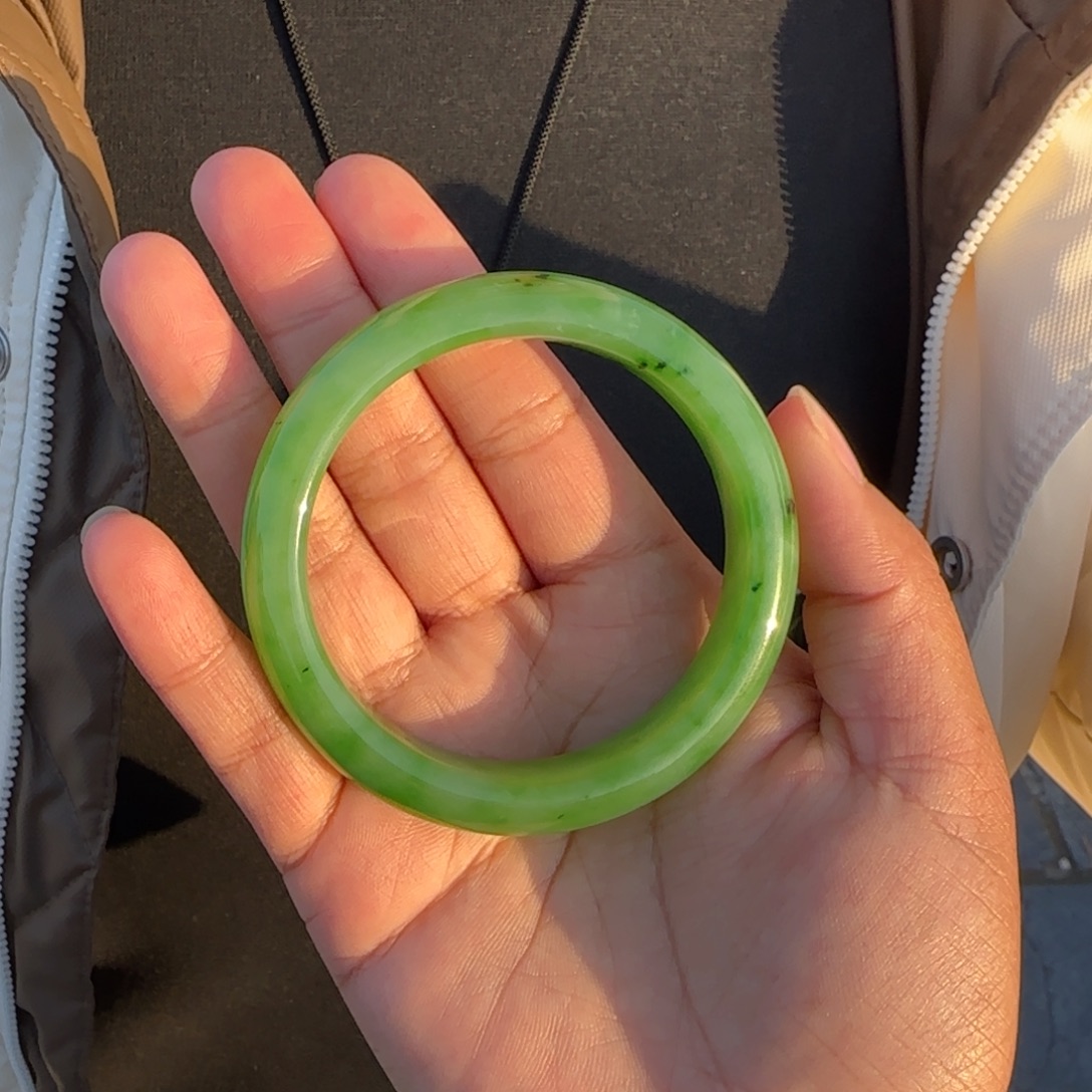 和田玉未镶嵌手镯正圈57.3