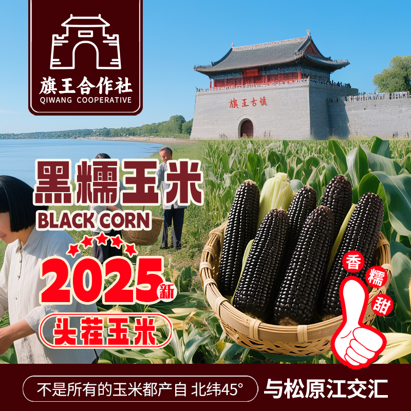 【旗王合作社黑甜糯】东北香甜黑糯玉米单只独立真空包装