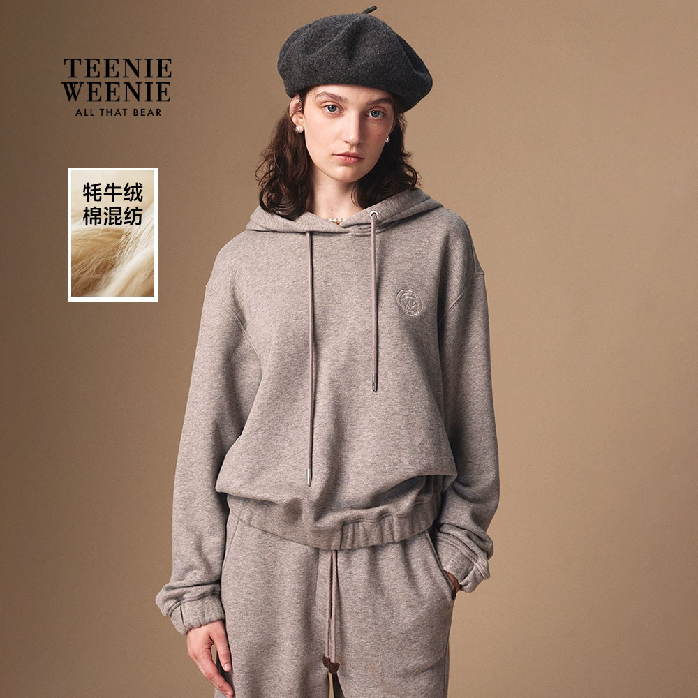 *TeenieWeenie小熊女卫衣25简约舒适宽松活力连帽上衣TTMW254TW2B