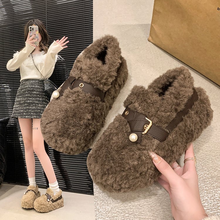 厚底增高毛毛鞋女外穿2025新款秋冬季短筒雪地靴加绒加厚保暖棉鞋