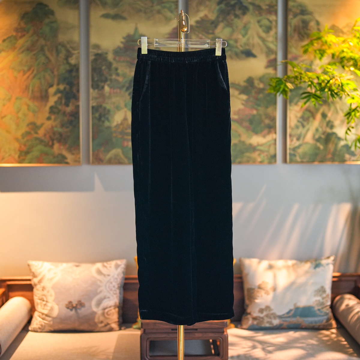 蓝大【​​漫游​​迹​​】新中式丝绒休闲裤5365