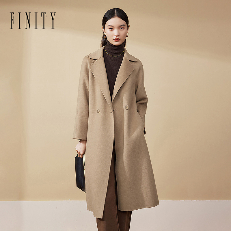 【专属】FINITY 新款100%绵羊毛毛呢外套时尚中长款 F21X9D10D3