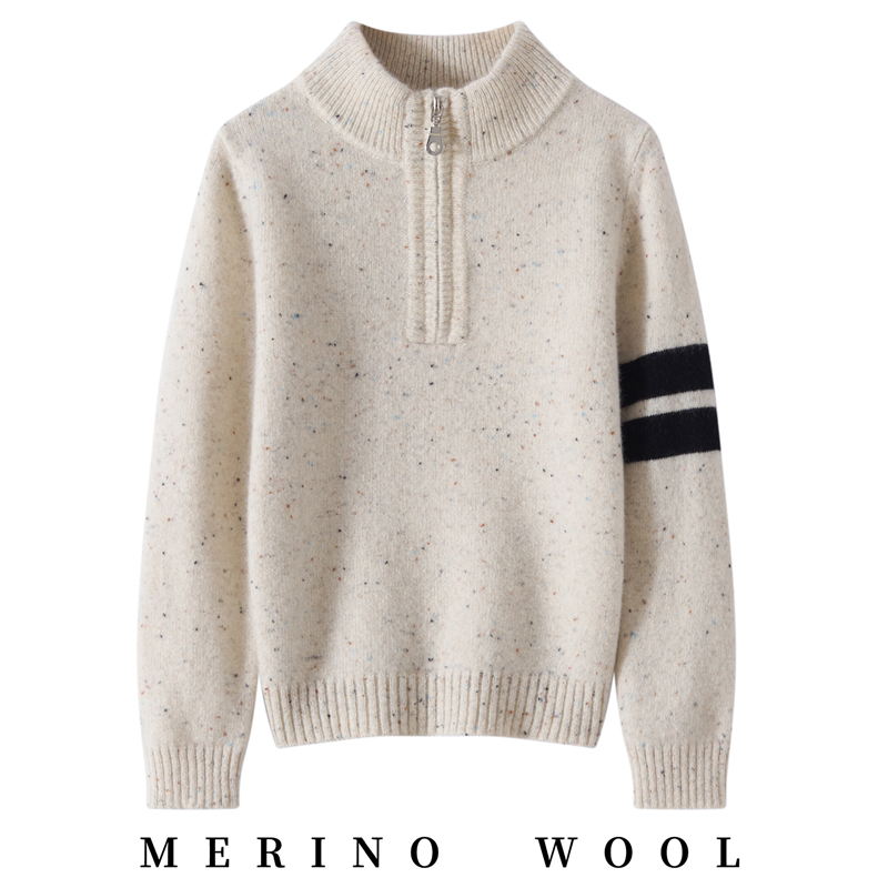 男童羊毛衫拉链半高领儿童毛衣2025冬季加厚女童羊毛衫保暖羊毛衫