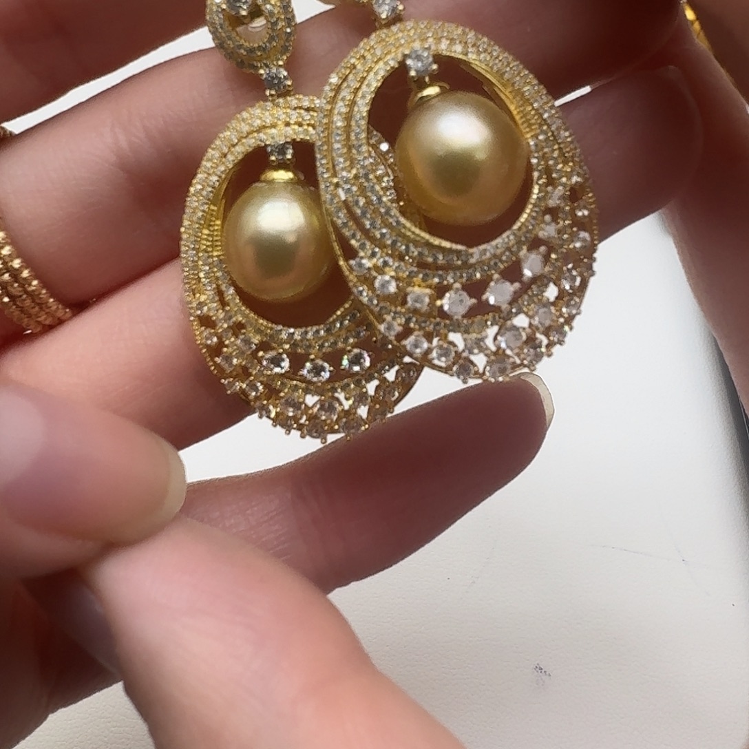 海水珍珠耳饰银S925镶嵌