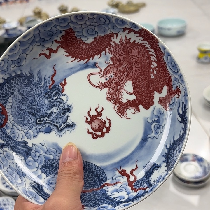 瓷片双龙戏珠大胡乘景德镇