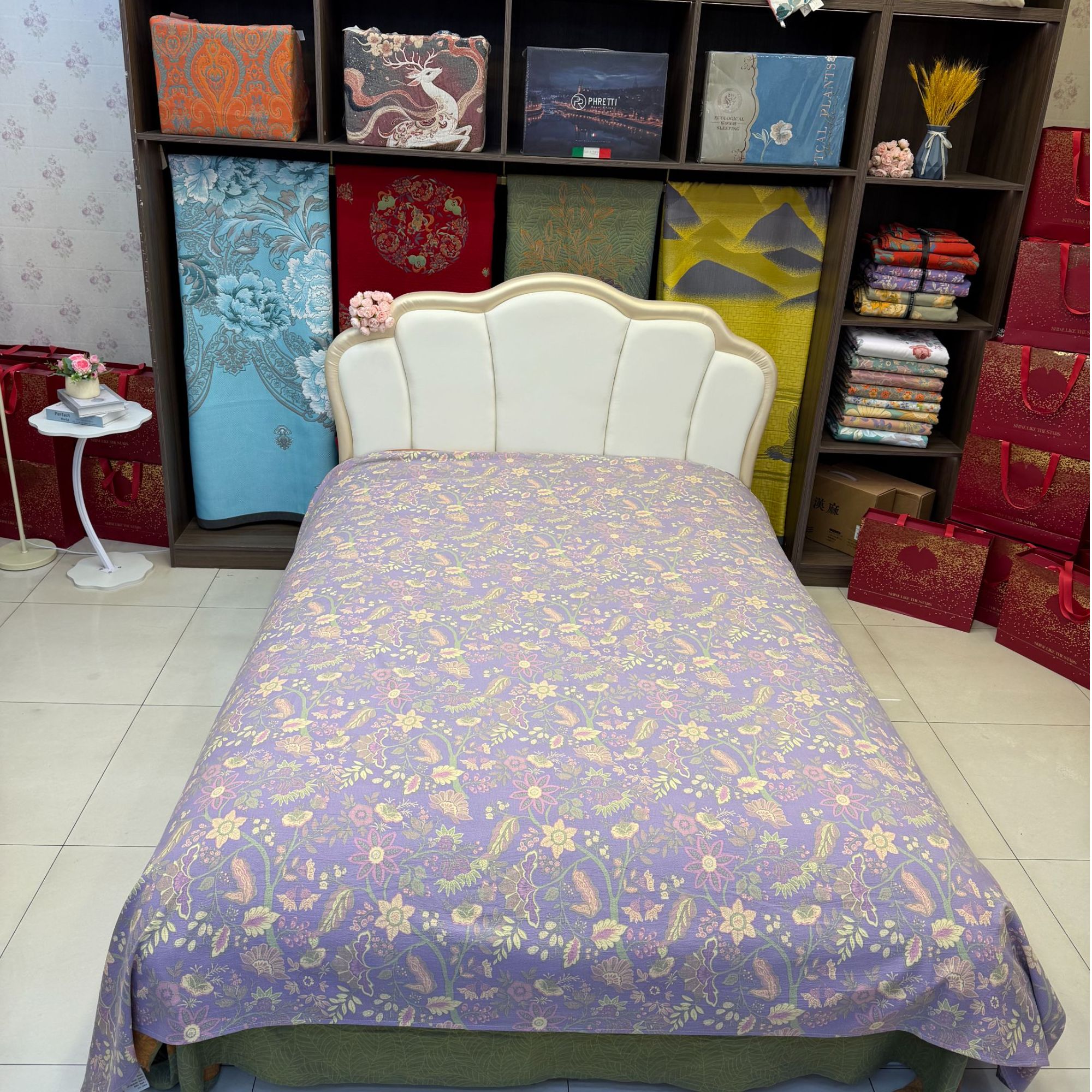 轻奢简约加厚多功能双层夹棉优肤棉纱印花双层纱床单-【紫气东来】1