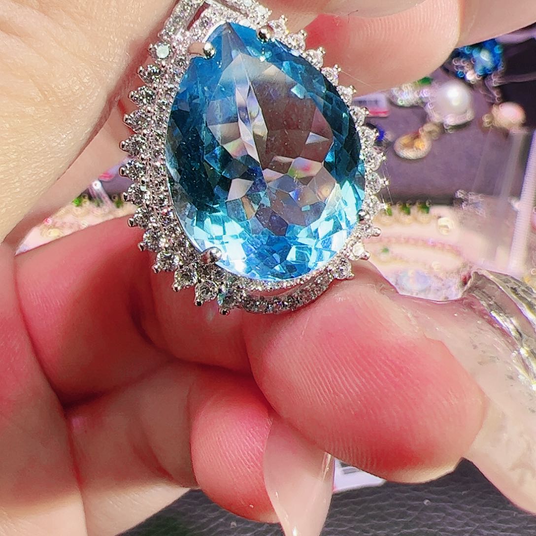 托帕石吊坠银S925镶嵌