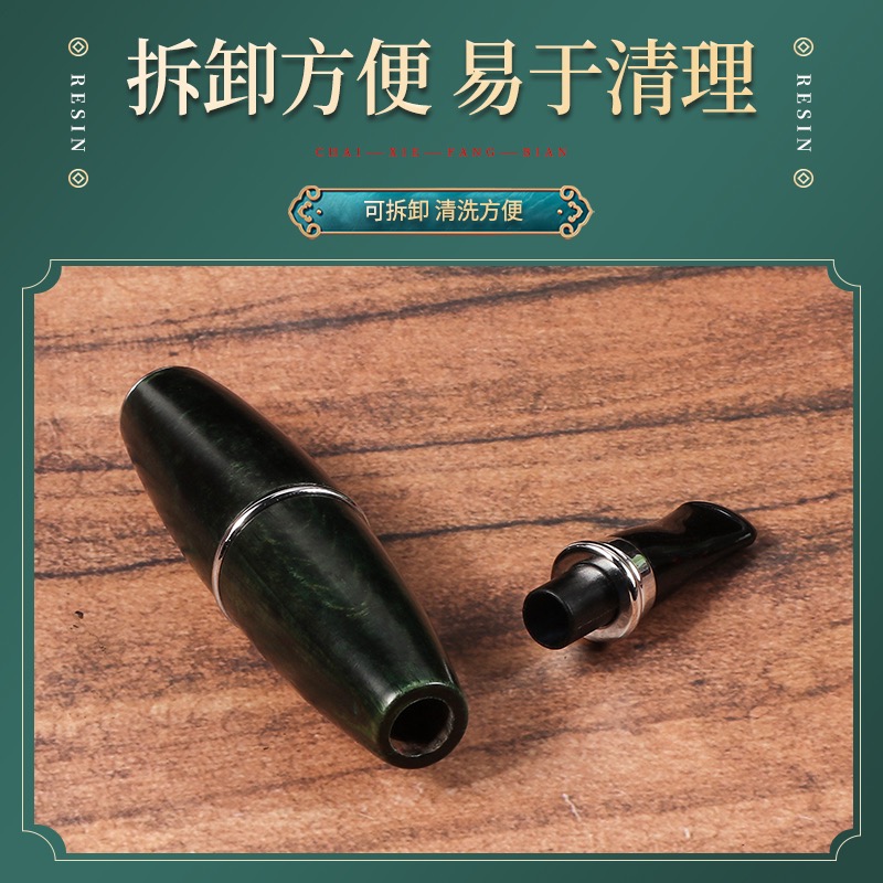 升级加厚耐烧青冈木手工实木鱼雷雪茄烟斗拆卸滤芯爆款