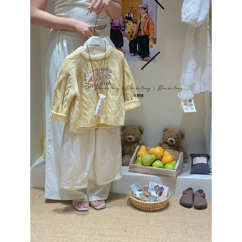 现货 儿童羊毛针织毛衣洋气贴布针织衫2025冬季新款韩版童装女童