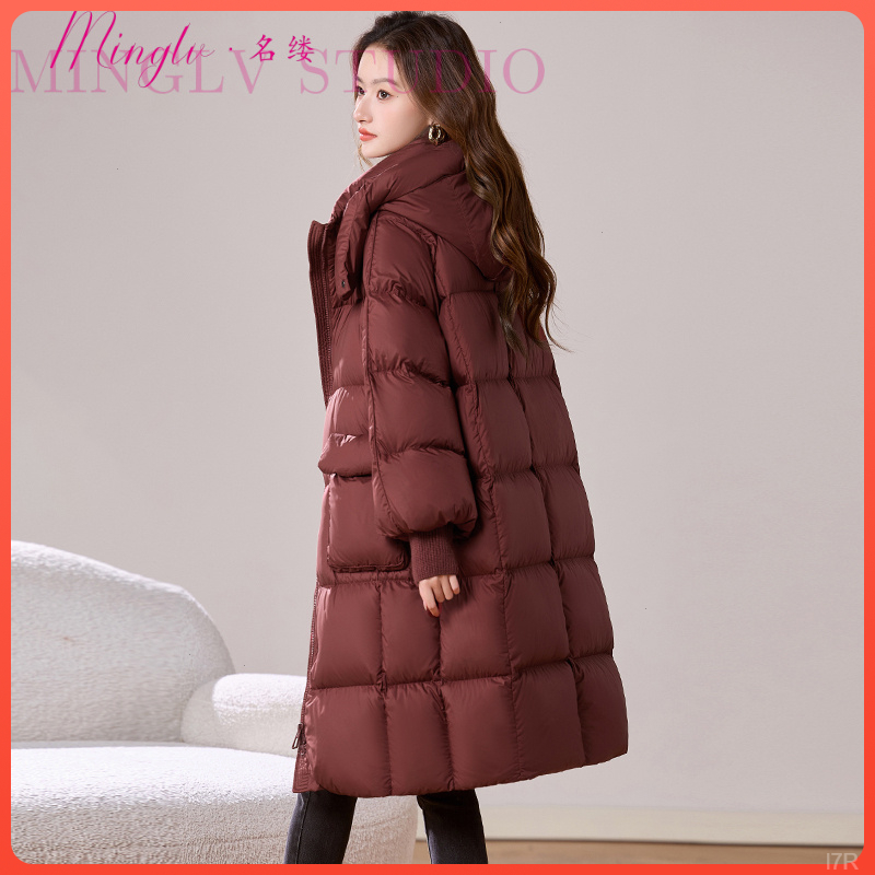 高品质红色羽绒服女中长款2025新款冬季高端时尚洋气韩版加厚外套