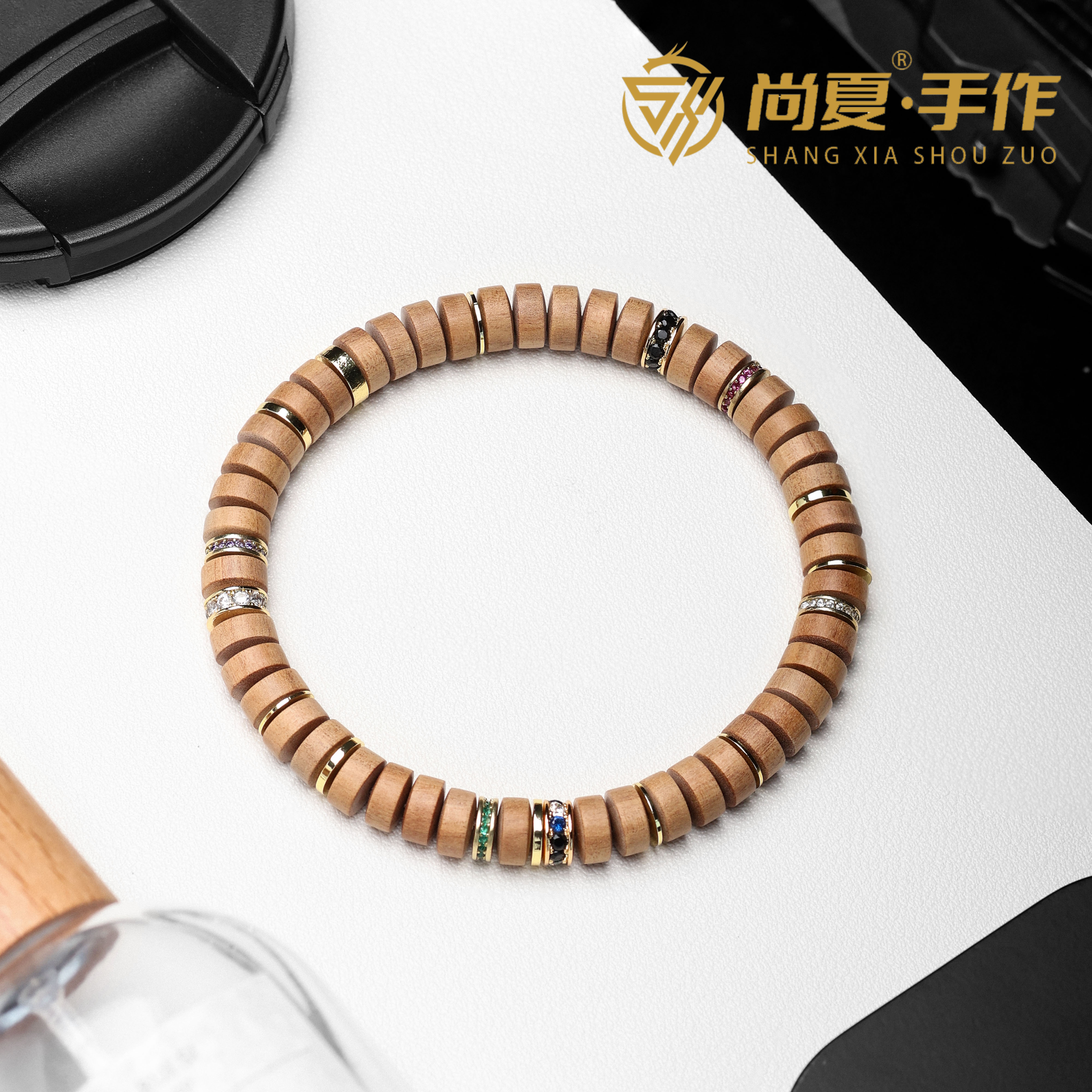 尚夏印度迈索尔老山檀隔片满配手串