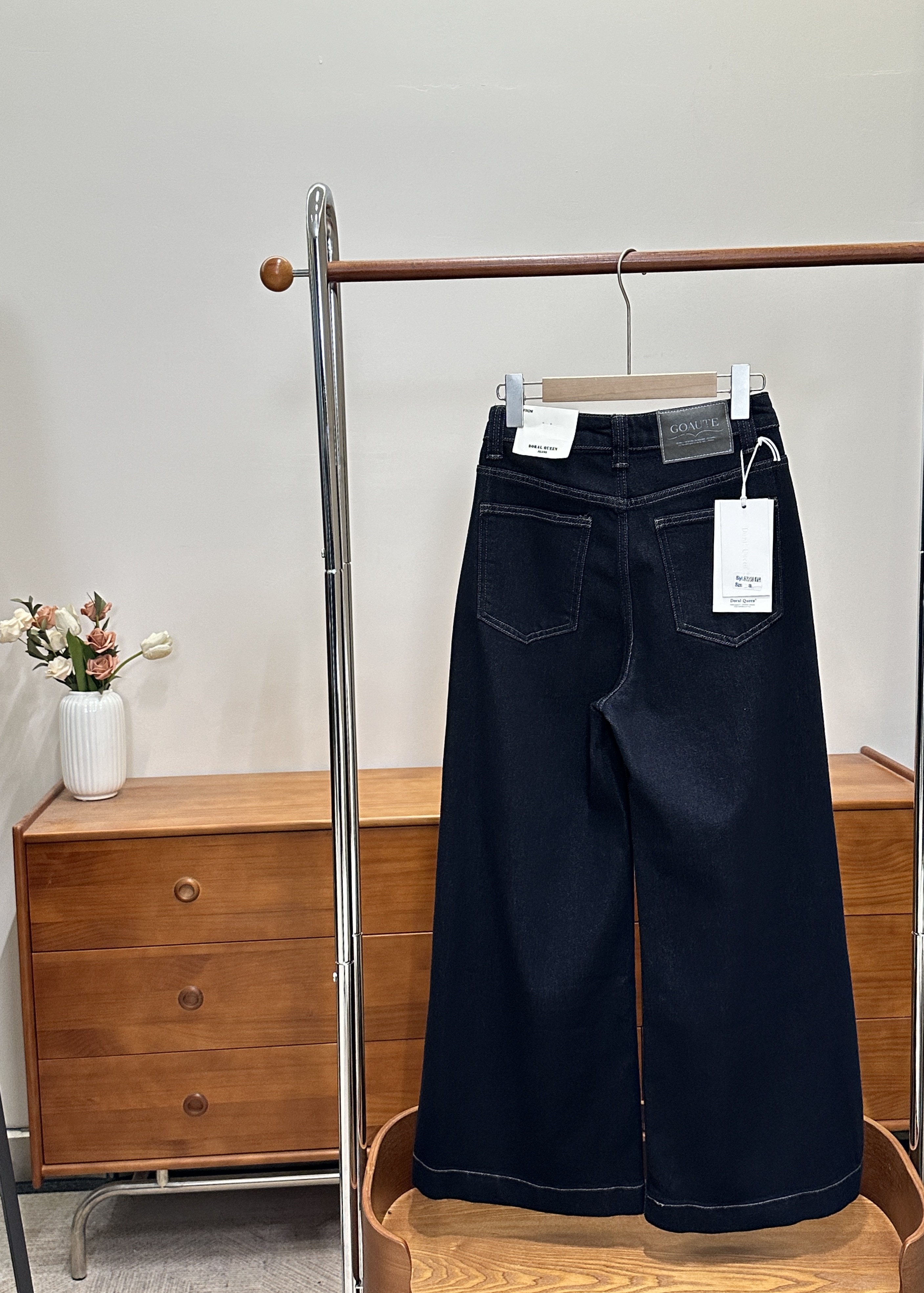 【82208】朵拉女王家 秋季弹力阔腿牛仔甩甩裤 韩版宽松