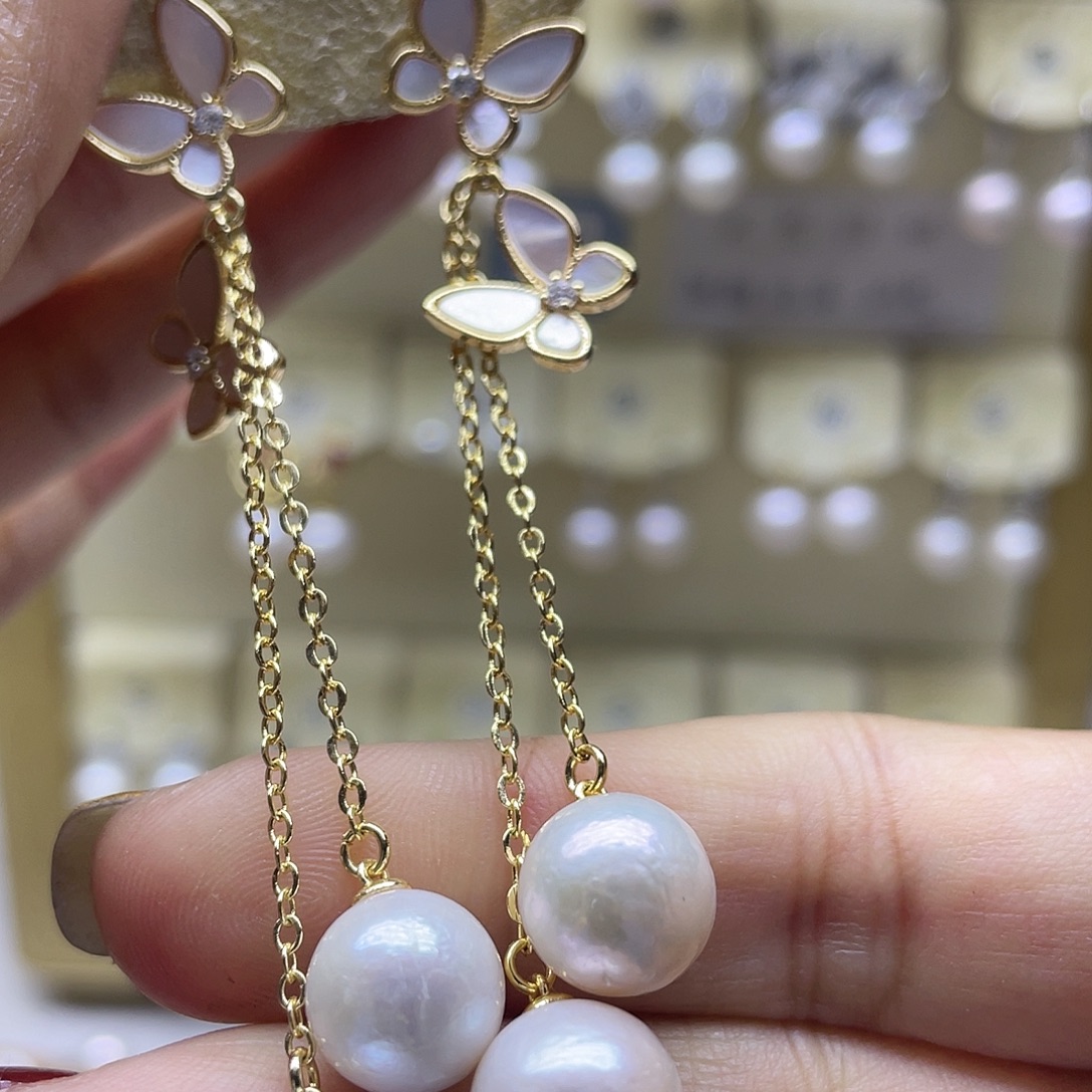 淡水珍珠耳饰银S925镶嵌