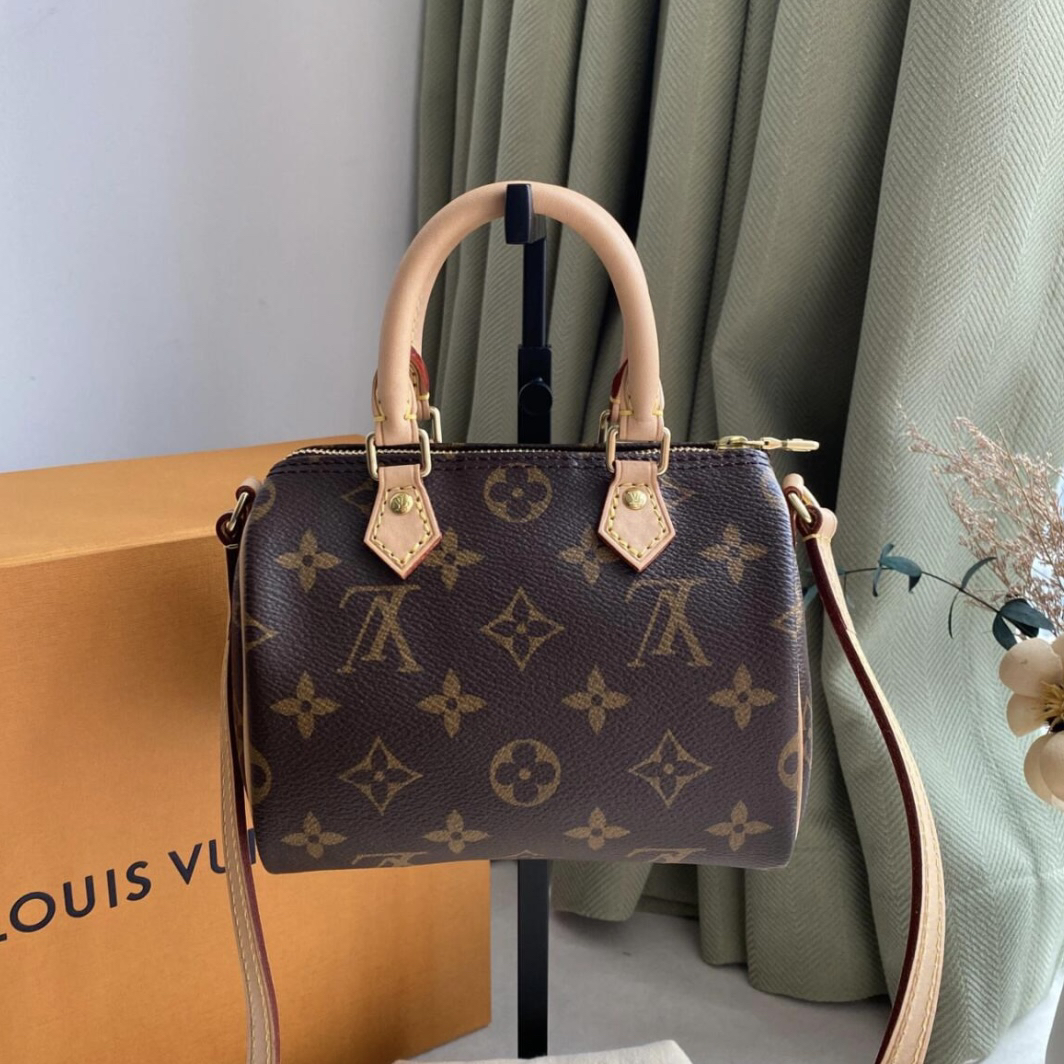 95新 LouisVuitton/路易威登 speedy nano老花枕头包