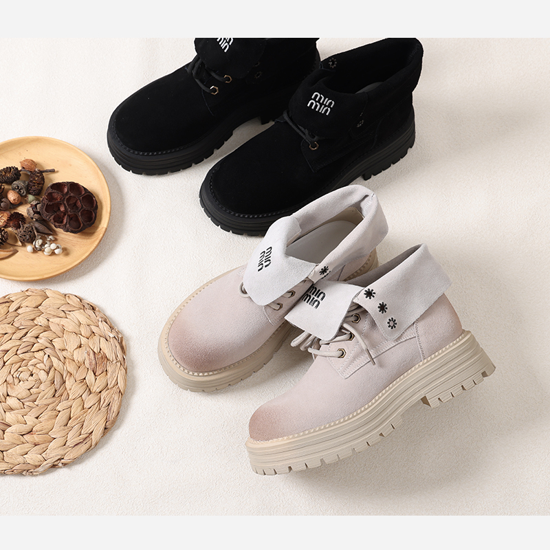 麻享【真皮马丁靴】厚底高帮翻盖两穿女靴英伦风增高复古靴FSY51464