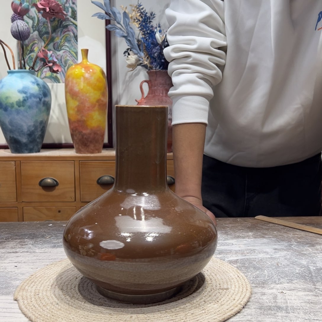 摆件陶瓷花瓶高25口6