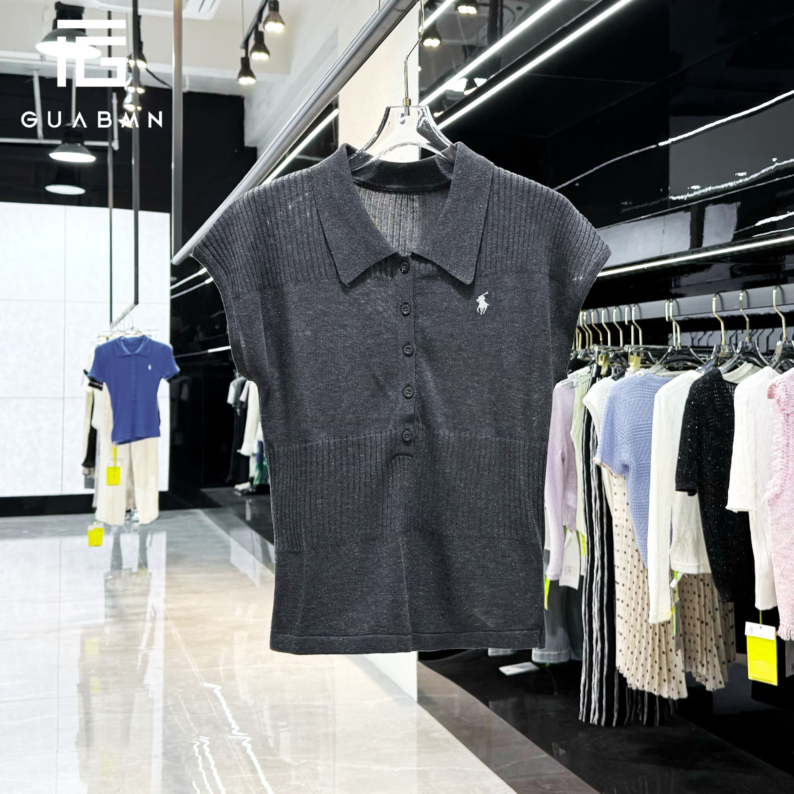 GUABMN2025夏季新款时尚百搭翻领修身刺绣小马上衣夏日穿搭5361