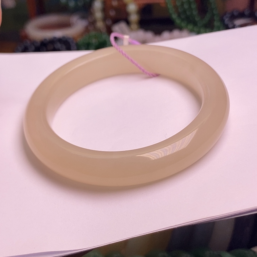 和田玉未镶嵌颈饰藕粉浓粉老矿料手镯56