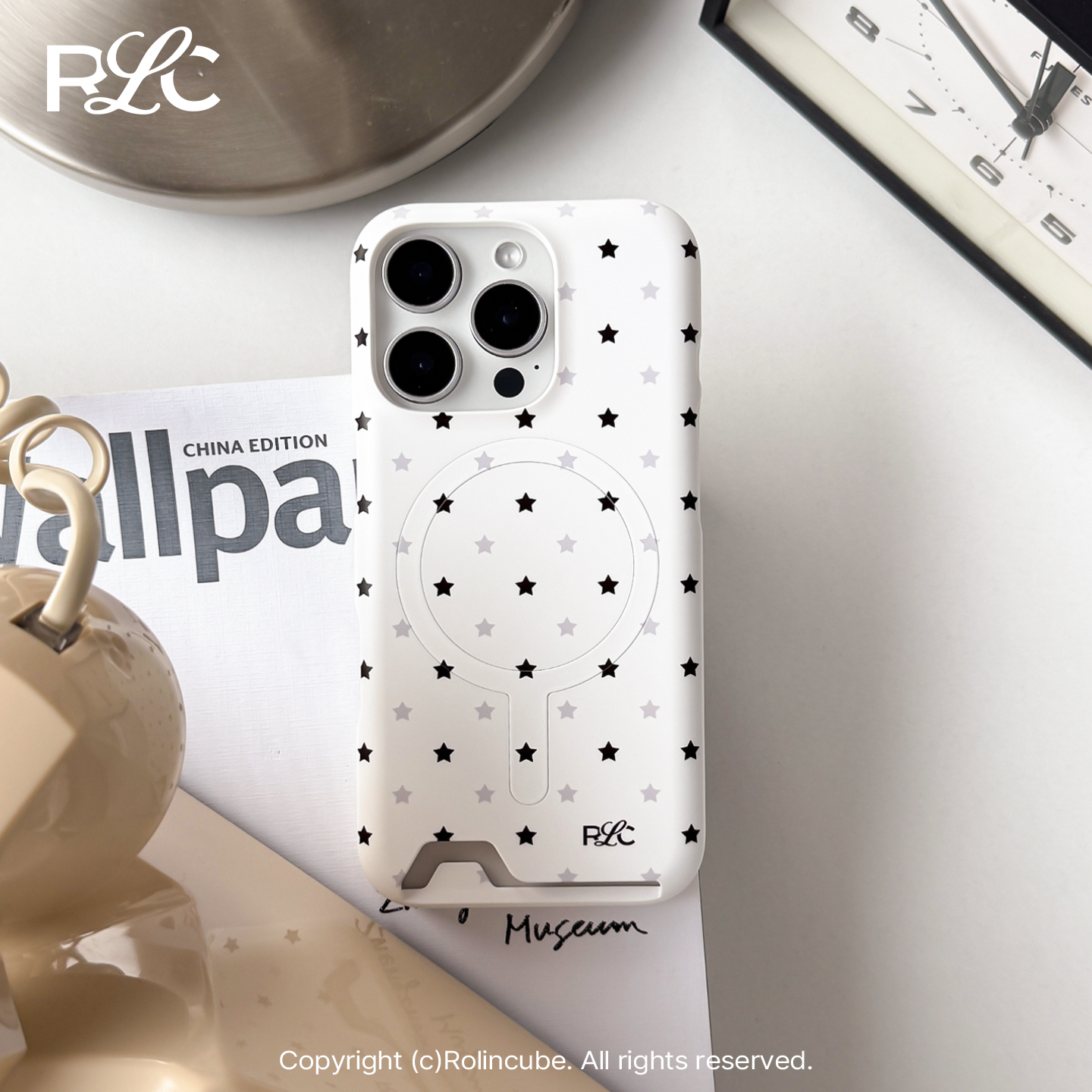 Rolincube原创AB星原创韩国菲林插卡磁吸壳简约苹果iPhone手机壳