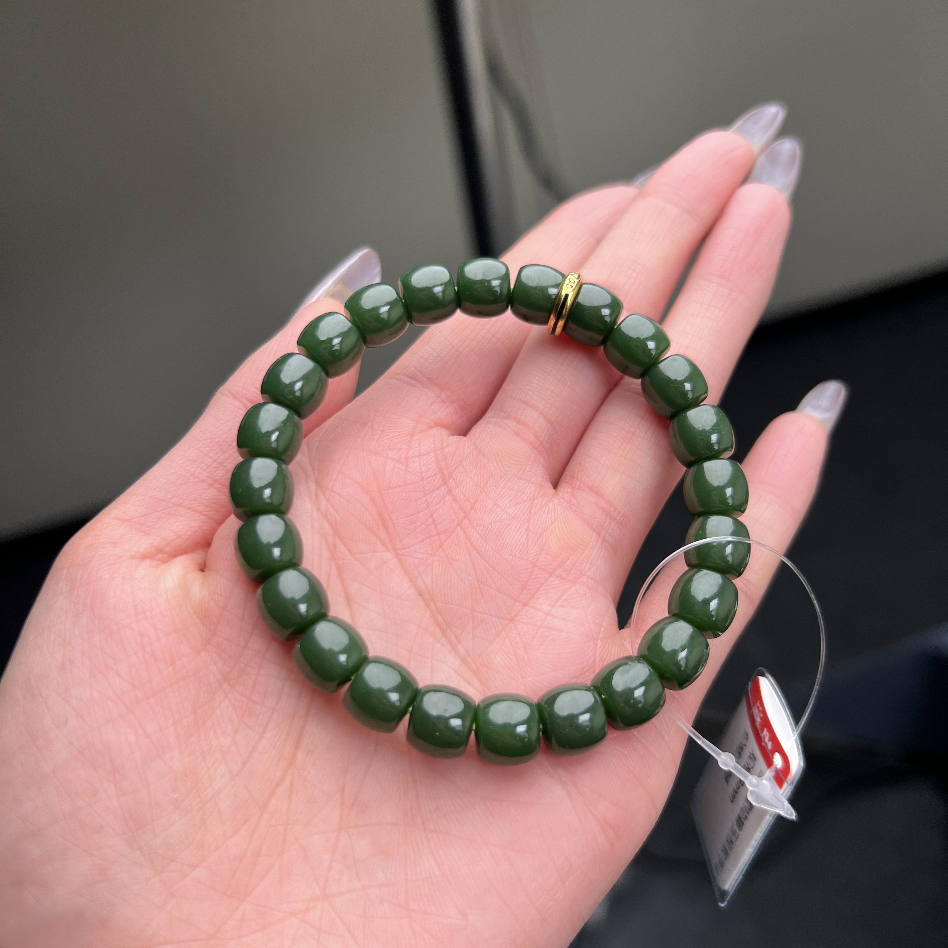 天然和田玉9mm碧玉极限弧手串藏物系列