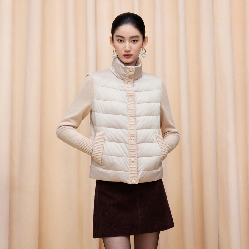 LIME/莱茵【轻暖季】冬季羽绒服立领拼接针织袖多色LDGD8COHC803