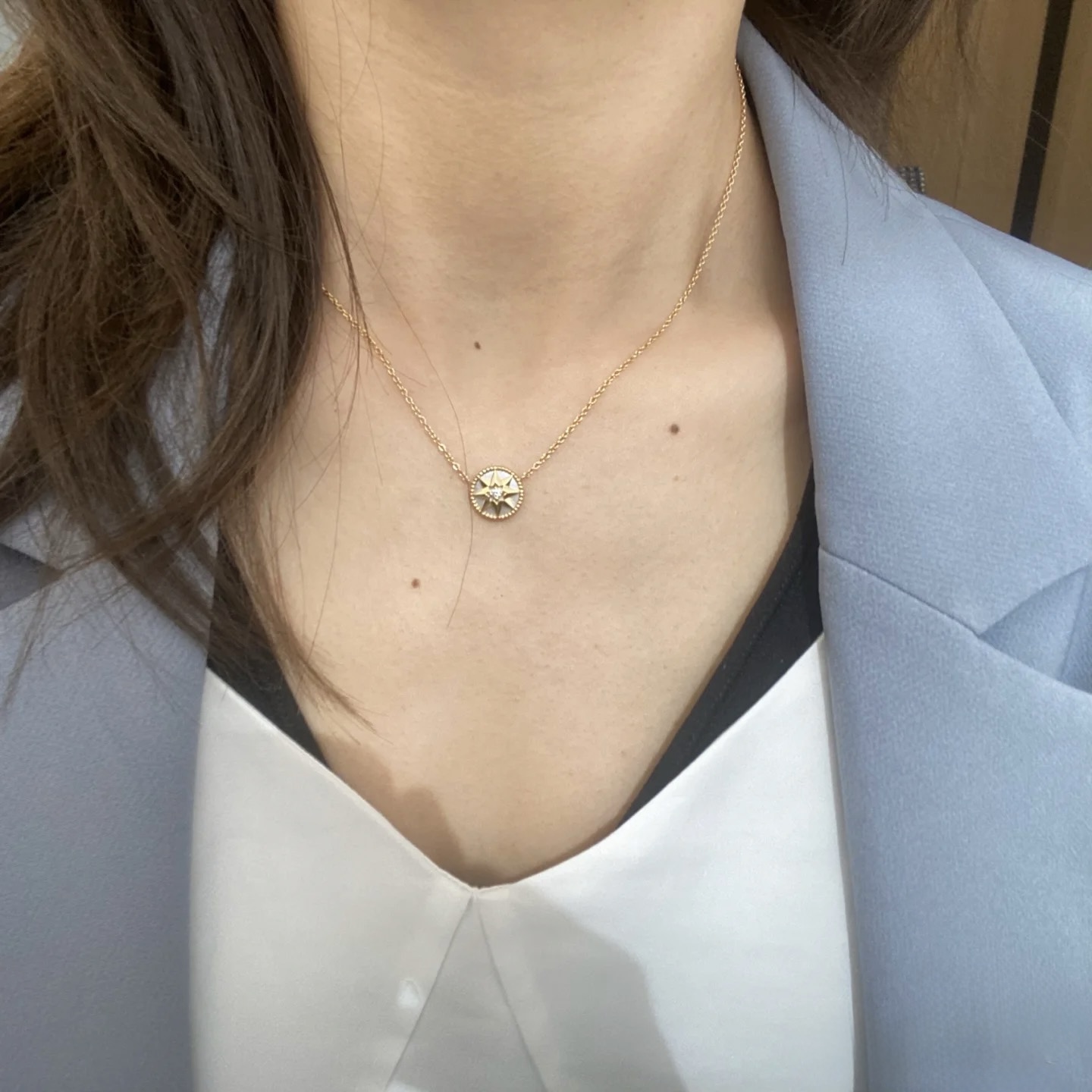 铜合金莫桑石项链 迪迦八芒星项链CNC版女士经典轻奢坠链气质百搭