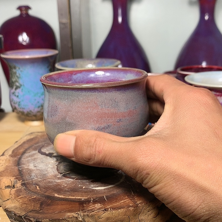 纯手工制作，钧瓷杯子钧瓷杯子