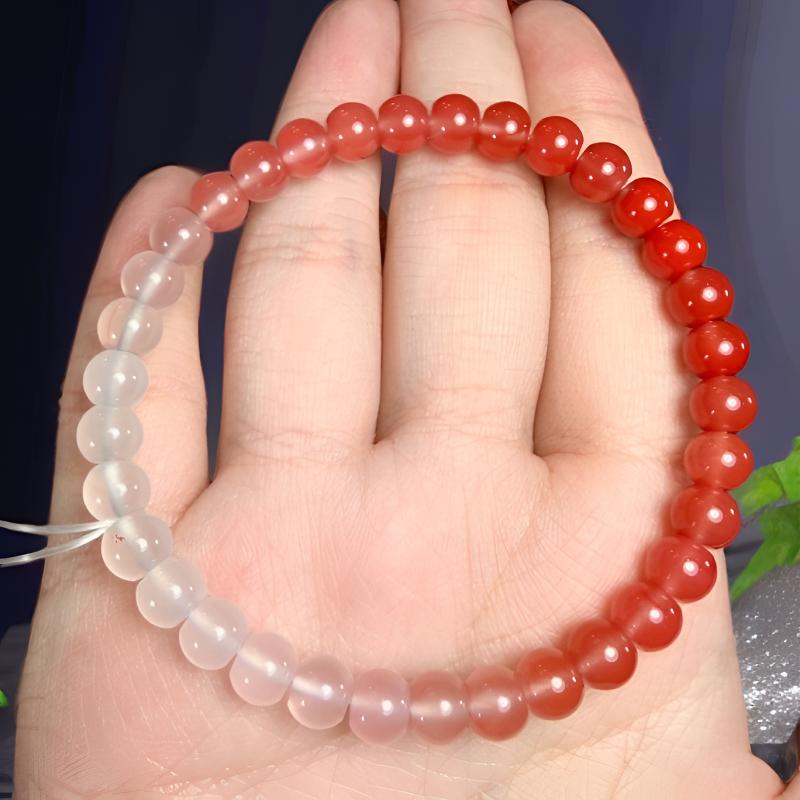 原矿南红手串渐变款手串女款苹果圆老型单圈