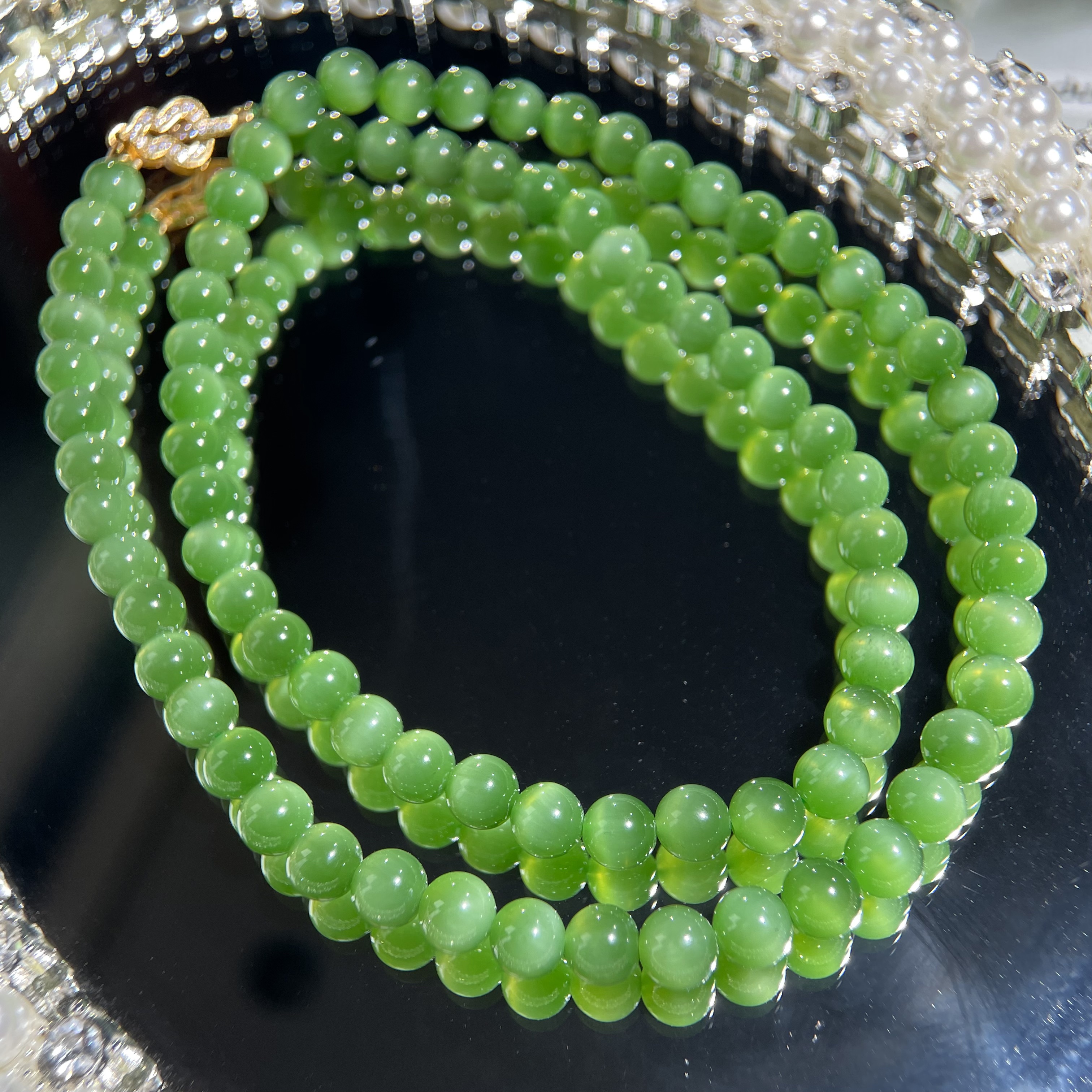 俄料老料粉绿猫眼6mm KT25102818