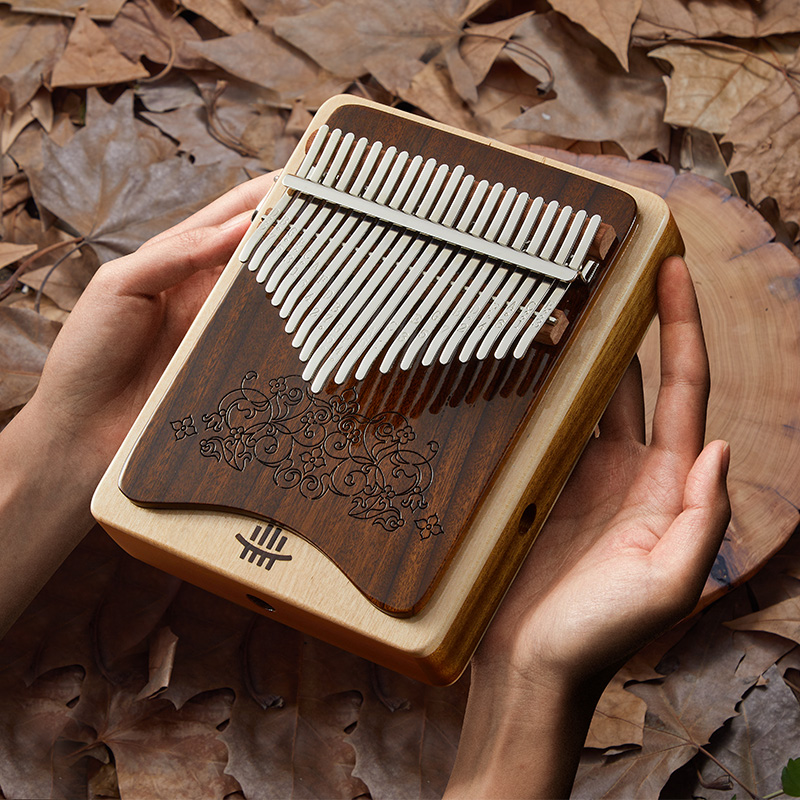 hluru/鲁儒 拇指琴胡桃木双层板式箱式哇音卡林巴专业手指琴21音