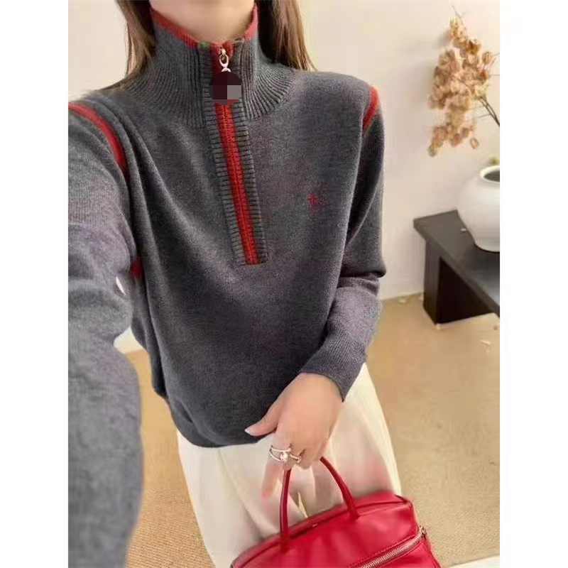 【蜜蜂刺绣】冬季女士高领撞色加厚毛衣女2025新款内搭可外穿打底