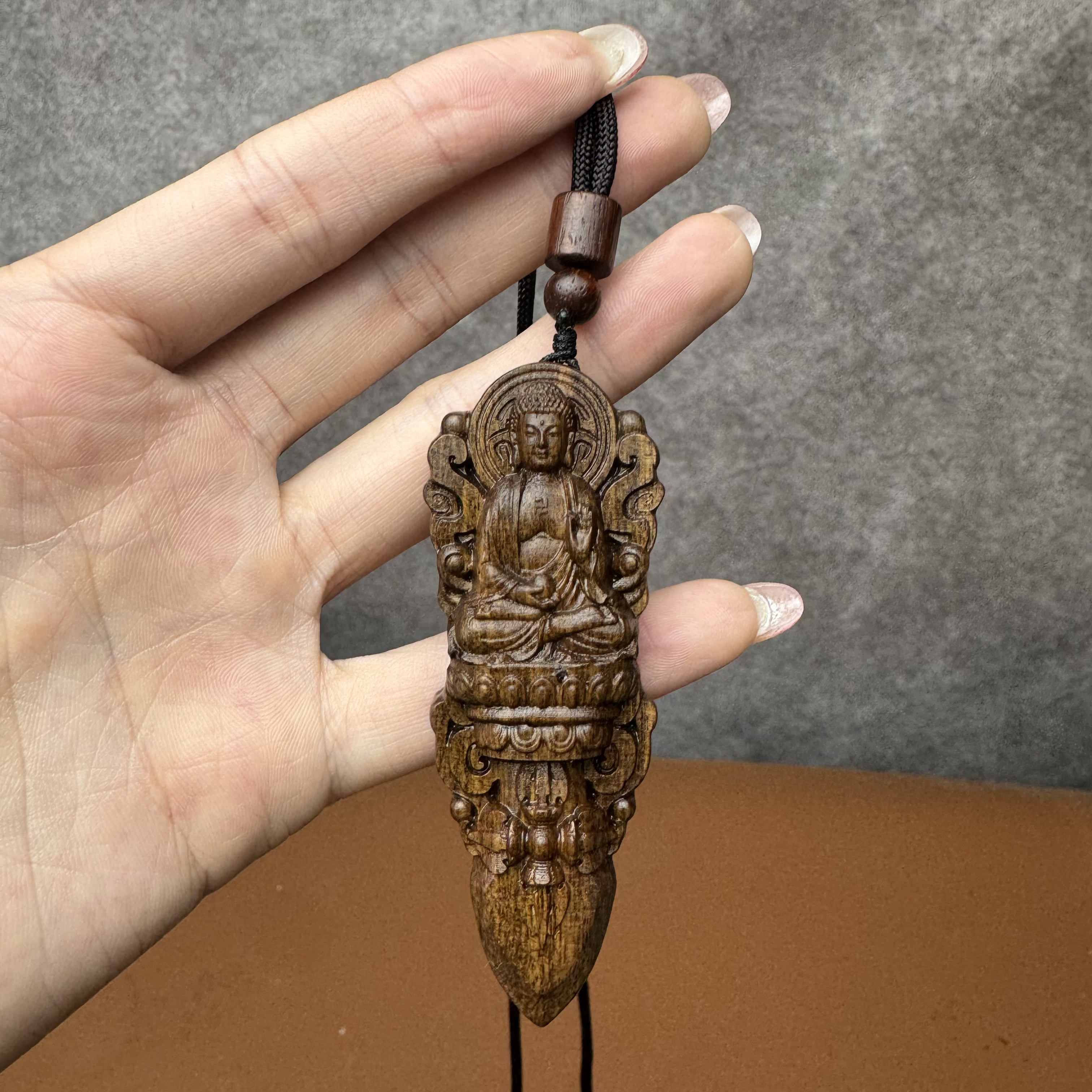 增香沉香木阿弥陀佛/降魔杵吊坠赠脖挂绳手把件精工