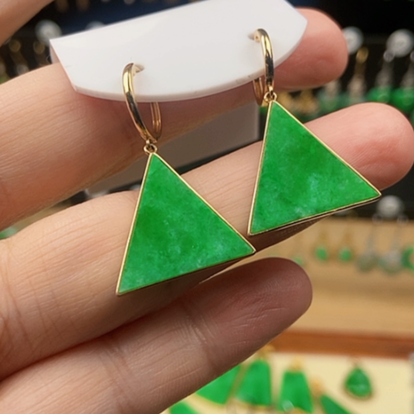 【闪购商品】翡翠耳饰18K金镶嵌耳饰