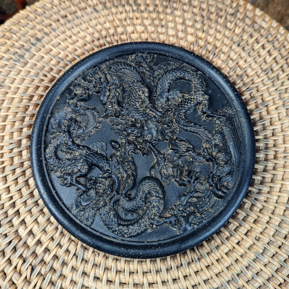 雲植.仿古中国风龙盘禅意摆件杯垫壶承