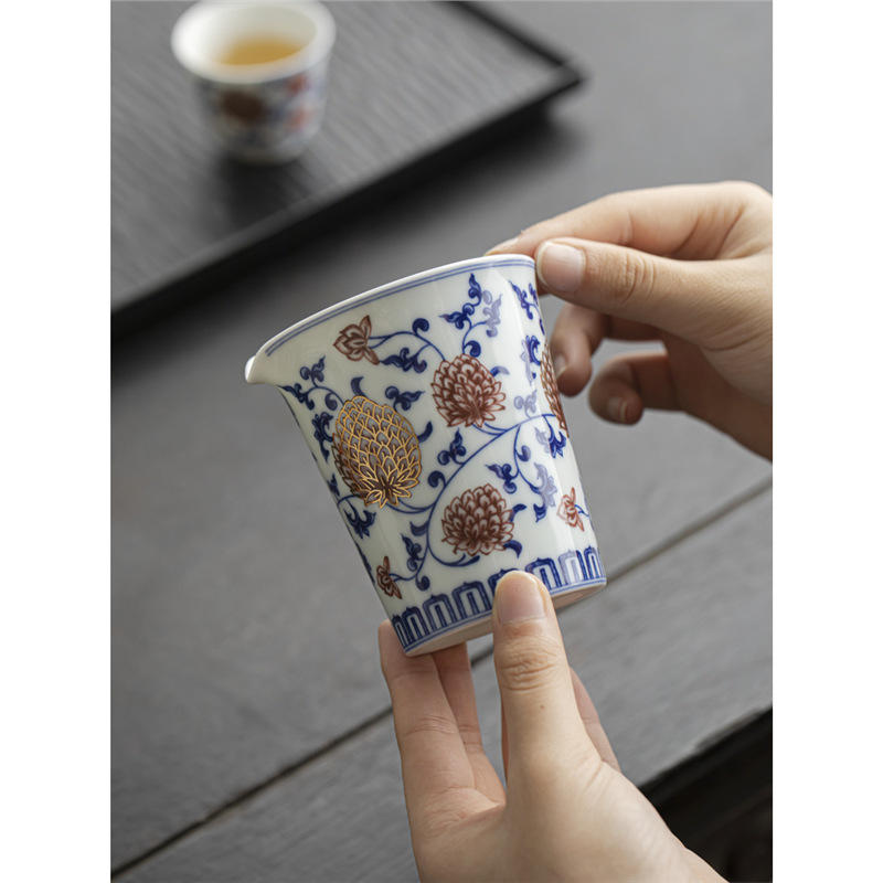 复古陶瓷公道杯青花釉里红瓷茶海分茶器功夫茶具配件匀杯不烫手