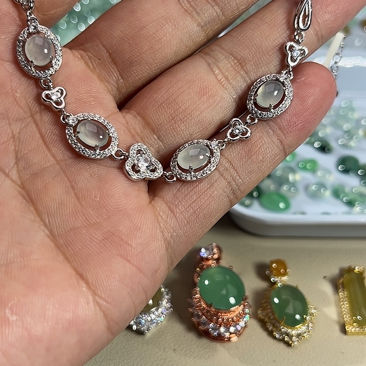 翡翠银S925镶嵌手链