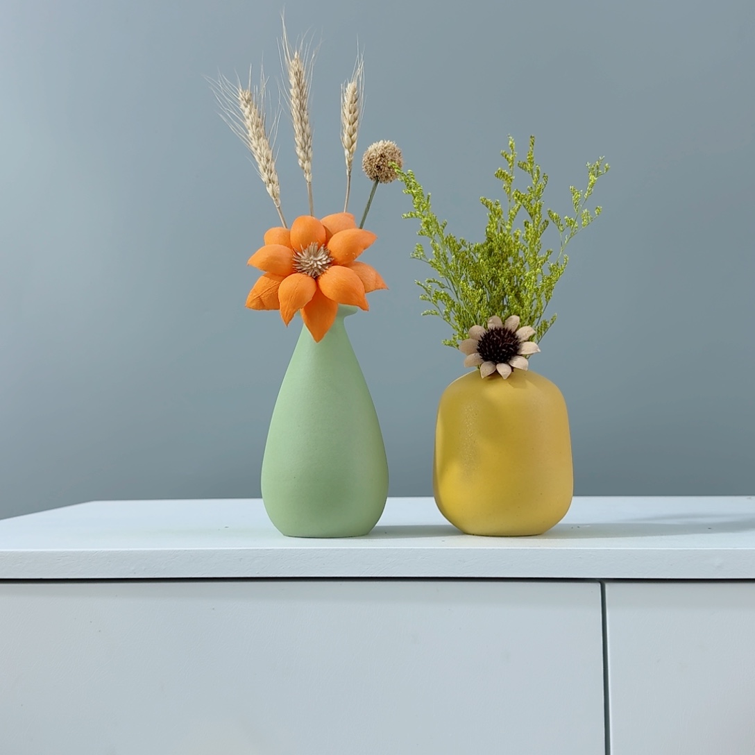 摆件陶瓷花瓶摆件含花总高约20-30cm