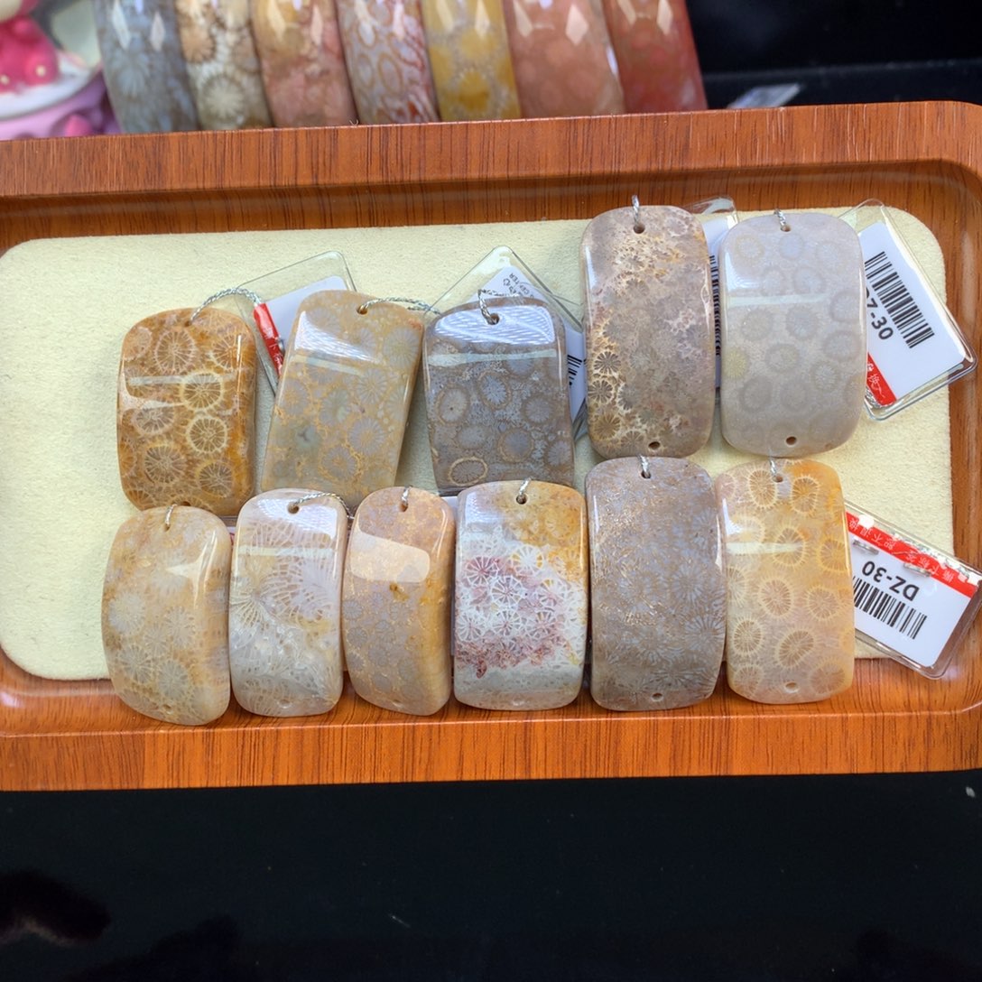 硅化珊瑚（珊瑚玉）未镶嵌颈饰4号单价15一颗可挑选