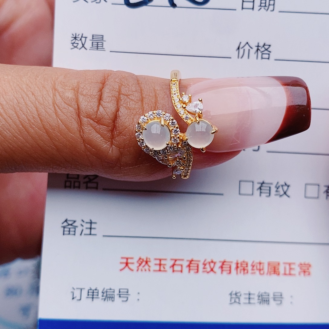 翡翠戒指银S925镶嵌戒指