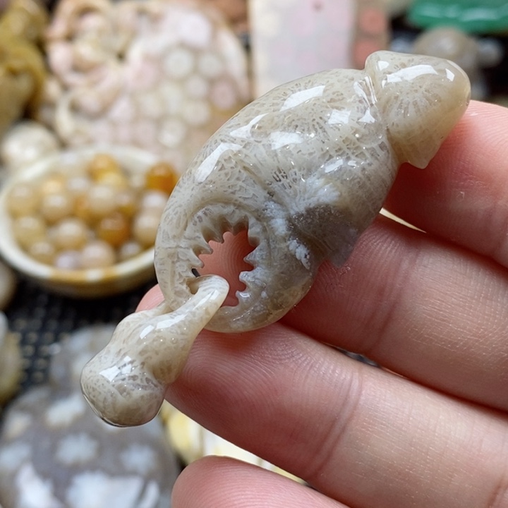 硅化珊瑚（珊瑚玉）颈饰未镶嵌