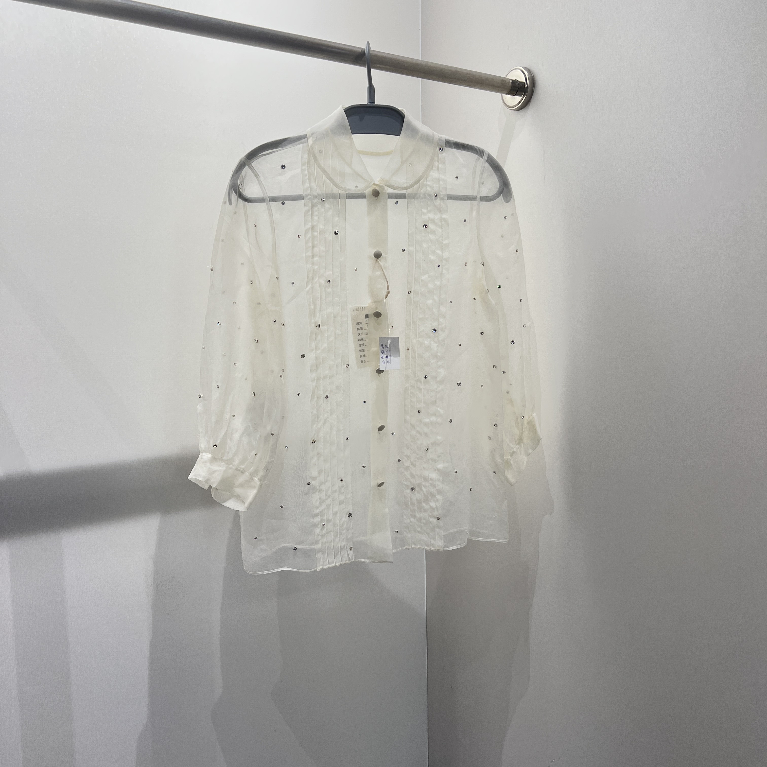 99新 MIU MIU/缪缪 2dd133 缪缪/MiuMiu 重工款水钻长袖衬衫36