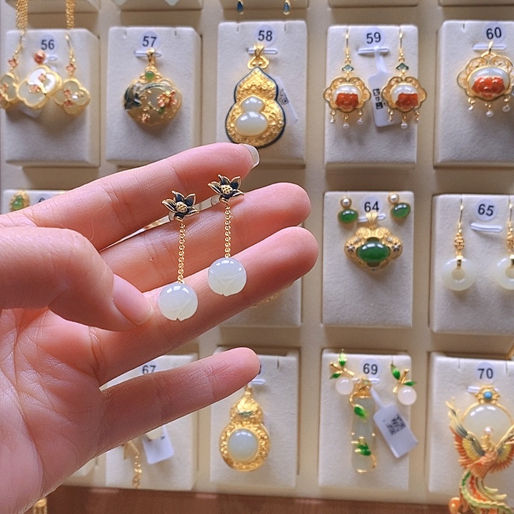 和田玉颈饰银S925镶嵌