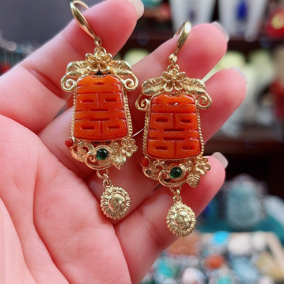 925银珐琅锦象定制耳环