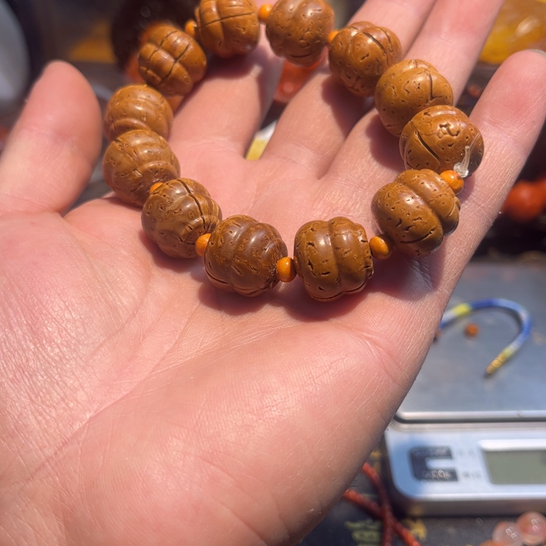 桃木桃核雕刻葫芦手串
