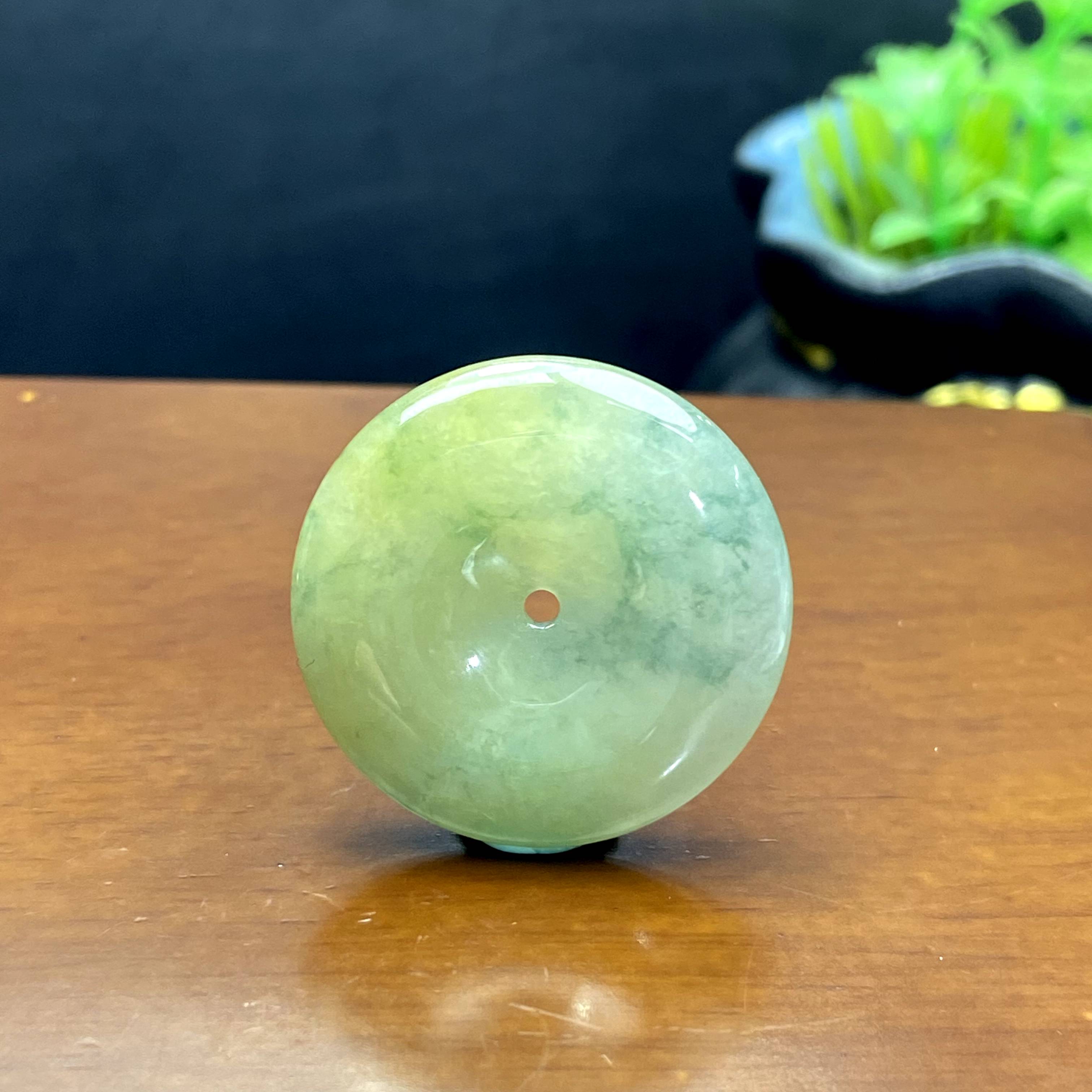 RX23天然缅甸A货翡翠冰胶黄平安扣/005002/北京中保拍卖