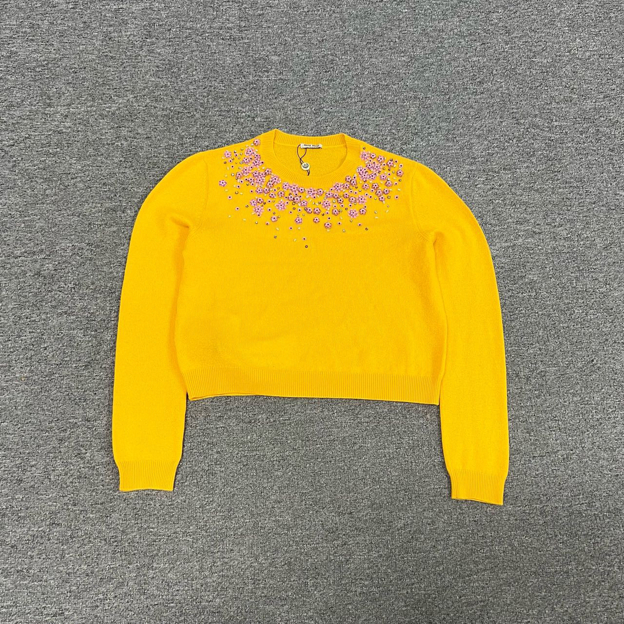 99新 AMIPARIS miumiu 黄色亮片毛衣