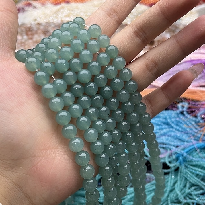 玛瑙/玉髓珠宝半成品未镶嵌一条8mm左右蓝水和田