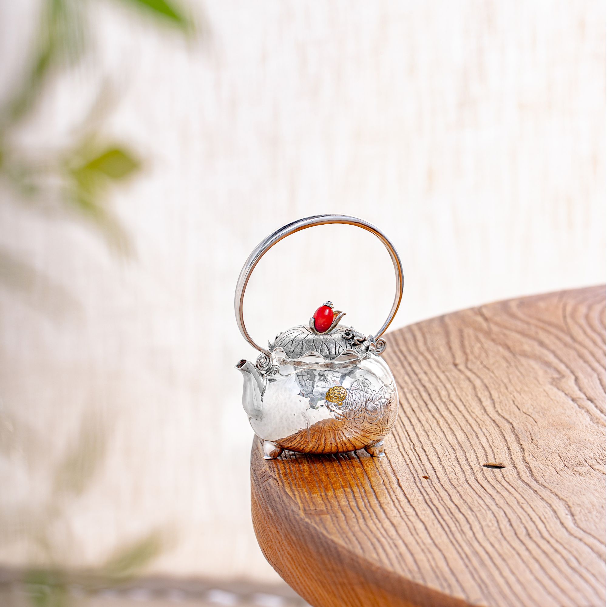 蜂鸟工坊 名匠优选荷叶盖鱼三足提梁茶壶泡茶壶 SWA11097